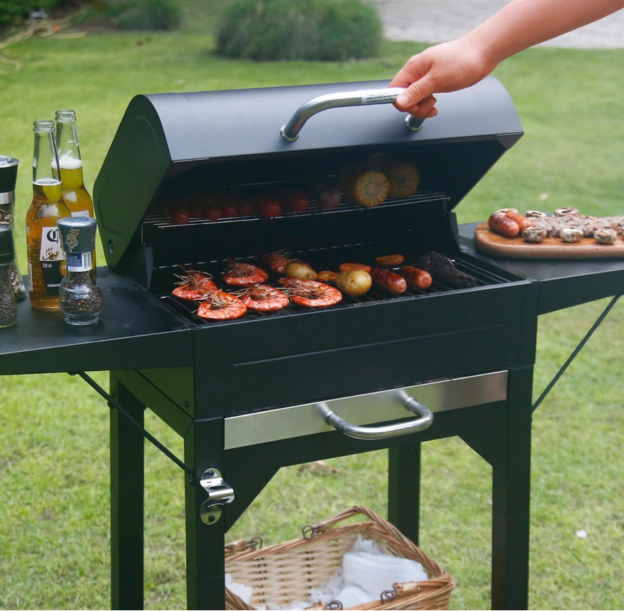 Heavy-Duty Charcoal Grill with Dual Side Tables – Outdoor BBQ Grill for Backyard, Patio, and Camping